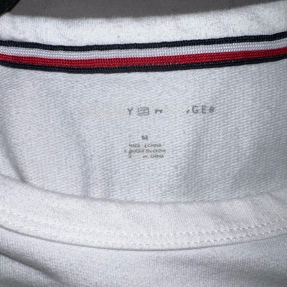 Tommy Hilfiger Jeans Pullover Sweatshirt Lightweight White Flag Logo Size Medium - Picture 5 of 6